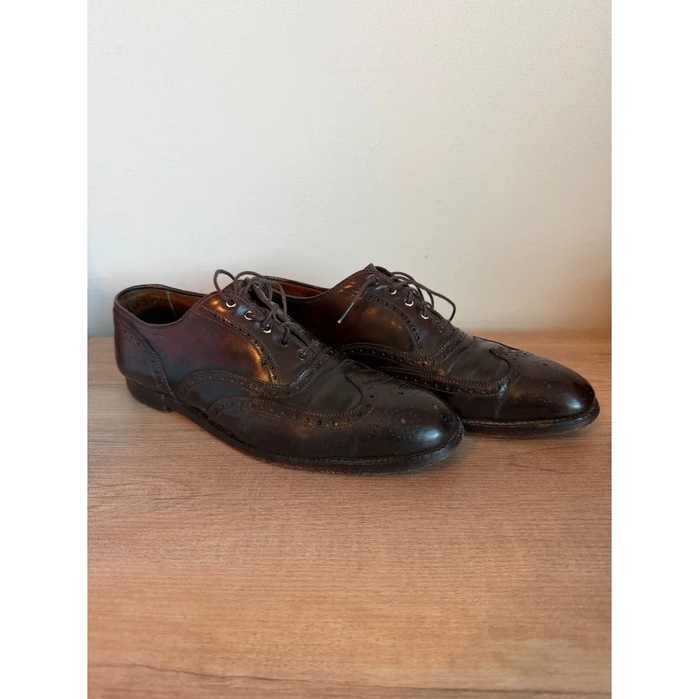 Lloyd Comfort Mens Burgundy Leather Wingtip Oxford Shoes Made in Germany 9.5 C